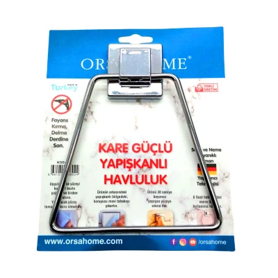 YAPIŞKANLI KARE ASKILI ÜÇGEN - METAL HAVLULUK ASKI (4593)