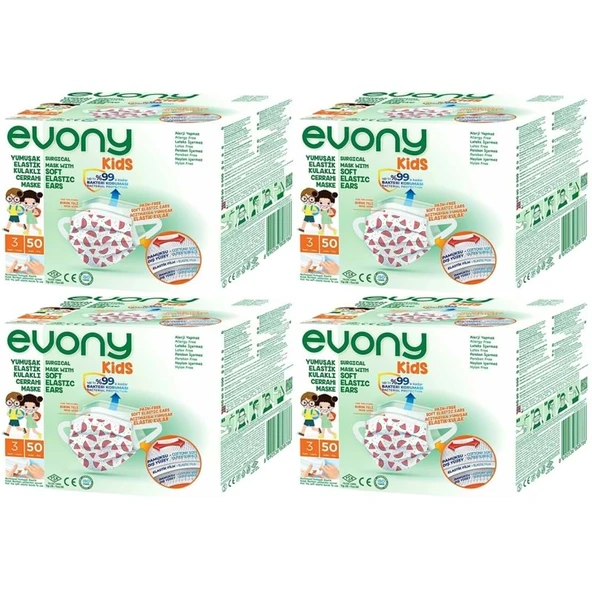 Evony 3 Katlı Filtreli Burun Telli Cerrahi Maske (Kids Çoçuklar İçin) 200 Lü Set (Desenli) - 2