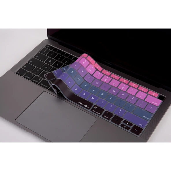 Macbook Air 13inç Klavye Koruyucu Ombre (US-ABD İngilizce) TouchID'li A1932 Modeli ile Uyumlu - Resim 3