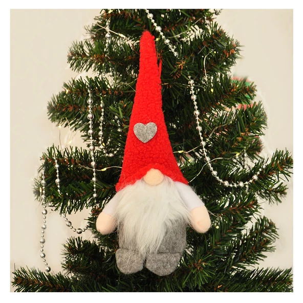 Yılbaşı Ağaç Dekor Süsü Peluş Noel Baba Cüce 25 cm