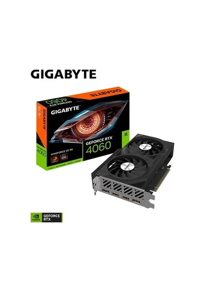 Gigabyte RTX 4060 Windforce OC 8G GV-N4060WF2OC-8GD 128 Bit GDDR6 8 GB Ekran Kartı