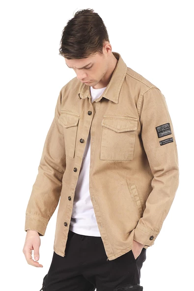 Erkek Regular Fit Çok Cepli Pamuklu Spor Kot Gömlek Ceket - 9
