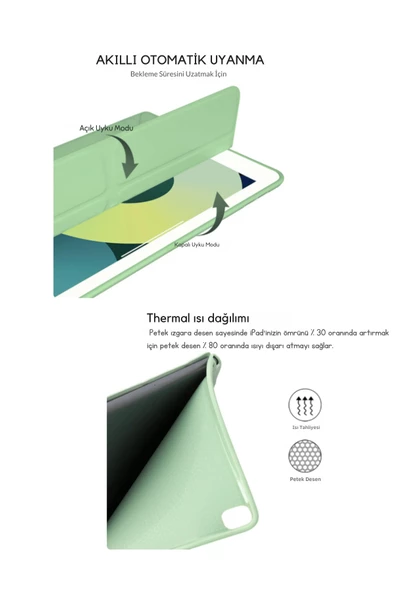 iPad PRO 13 2024 Uyumlu Kalem Bölmeli Akıllı Uyku Modlu Trifolding A2925 / A2926 Tablet Kılıfı - Resim 5