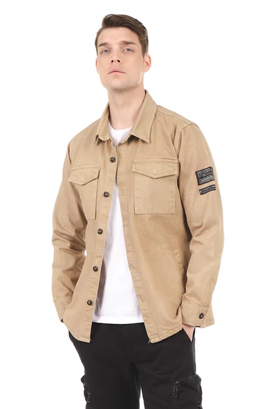 Erkek Regular Fit Çok Cepli Pamuklu Spor Kot Gömlek Ceket - 7