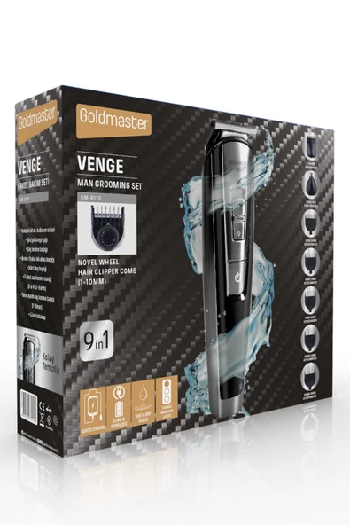 Goldmaster Venge GM-8110 9 in 1 Islak Kuru Erkek Bakım Seti  Kablolu ve Kablosuz Kullanım - 6