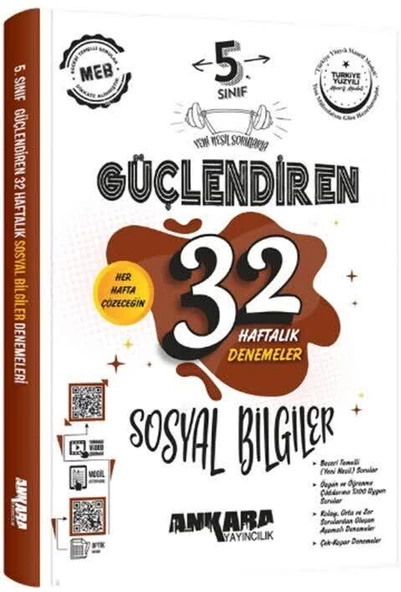 Ankara 5.Sınıf Sosyal Bilgiler Güçlendiren 32 Haftalık Denemeleri