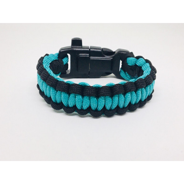 İki Renkli Paracord Survival Bileklik (Bıçak Pusula Ateş Başlatıcı Magnezyum Ve Ikaz Düdüğü)