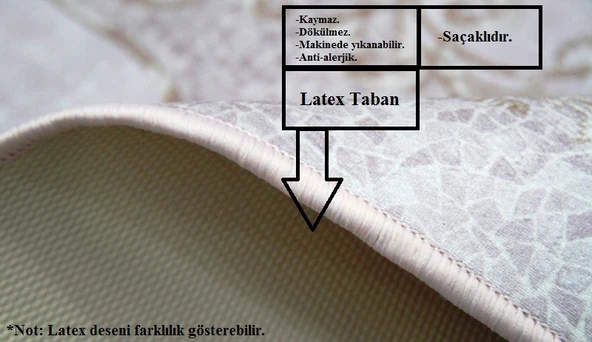 Brillant Latex Oval Kaymaz Taban Halı-GARDEN HLE11312.804-(150x230) - 4