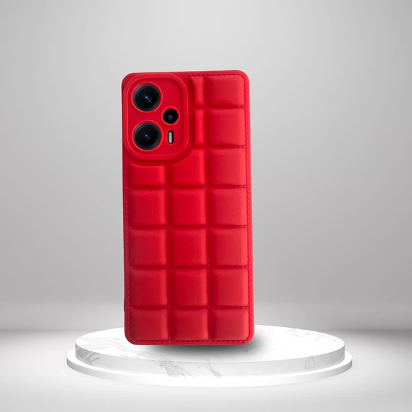 Xiaomi Poco F5 5G Uyumlu  Silikon Madlen Case KIRMIZI