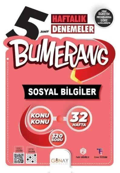 Günay 5.Sınıf Bumerang 32 Haftalık Sosyal Bilgiler Denemeleri 2025