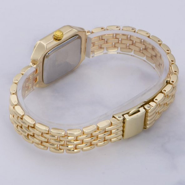 Yeni Sezon Taşlı Retro Model Roma Rakamlı Sarı Renk İnce Çelik Kordonlu Saat ST-303881 - 2