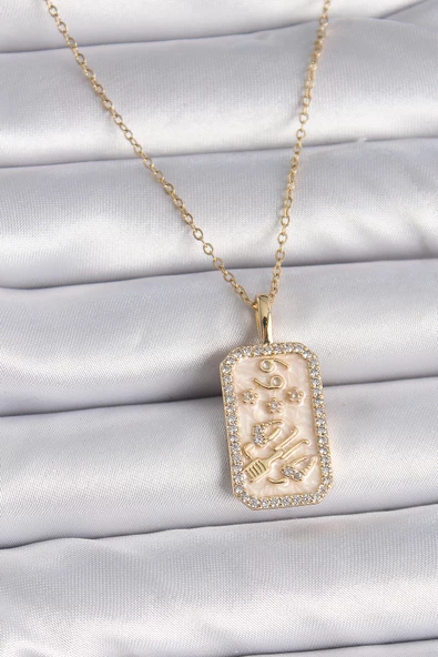 Gold Renk Zincir Yengeç Burcu Zirkon Taşlı Kadın Kolye - EBJ261410W29160 ürün görseli