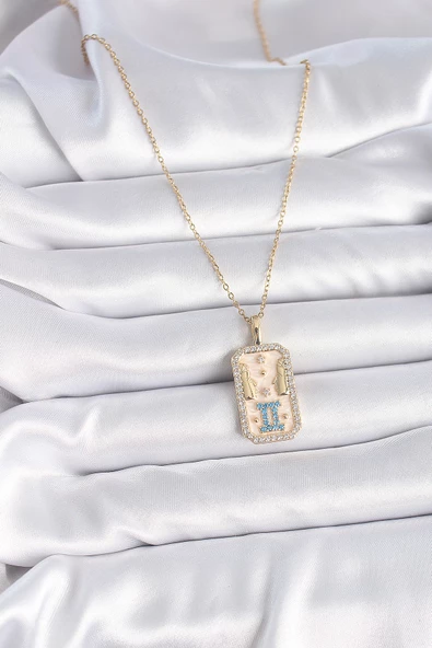 Gold Renk Zincir İkizler Burcu Zirkon Taşlı Kadın Kolye - EBJ261410W29161 - Resim 2