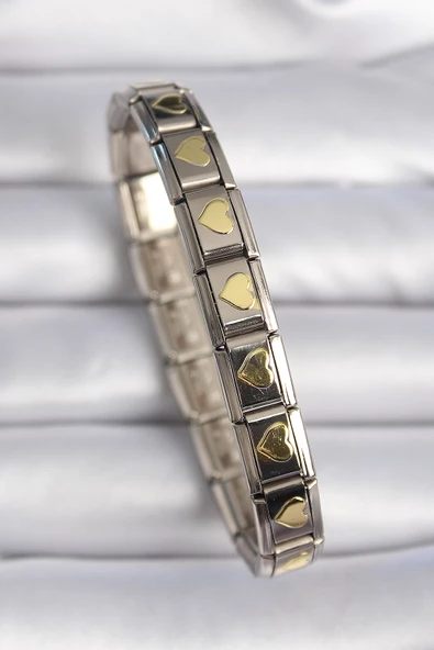 Gümüş Renk Gold Kalp İşleme Nomination Model Kadın Bileklik - EBJ261410W29068 - Resim 2