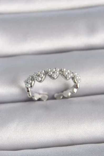 Gümüş Renk Ayarlanabilir İncili Kalp Model Kadın Yüzük - EBJ261410W29270 ürün görseli