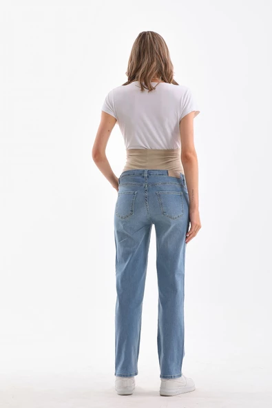 Hamile Kot Pantolon  Esnek Karın Bantlı Beli Ayarlanabilir Bol Paça - 8
