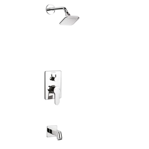 Ankastre Duş Seti 100X100 Mm  Kare Tepe Duşu+Yönlendirici+Gaga ürün görseli