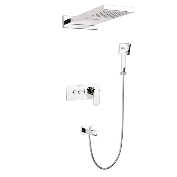Ankastre Duş Seti 550X220 Mm Sus 304 Krom Şelale&Yağmur Panel Tepe Duşu