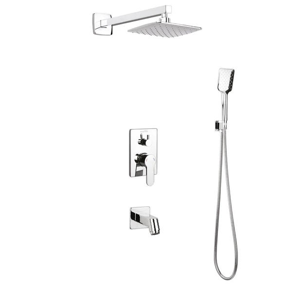 Ankastre Duş Seti 200X200 Mm  Kare Tepe Duşu+Yönlendirici+Gaga