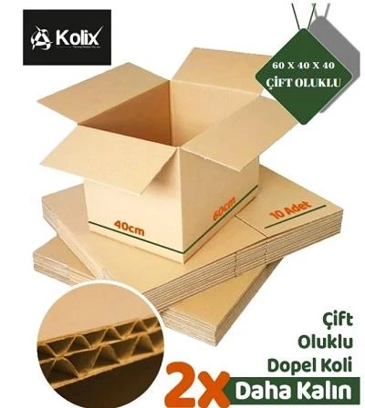 60×40×30 Taşıma Kolisi 10 Adet Çift Oluklu - 3