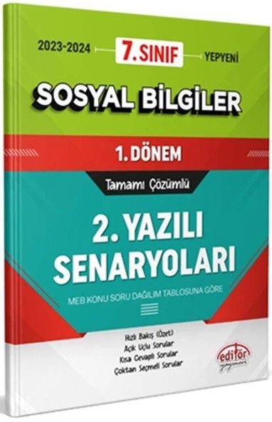 7. Sınıf Sosyal Bilgiler 1. Dönem Ortak Sınavı 2. Yazılı Senaryoları Tamamı Çözümlü Editör Yayınları