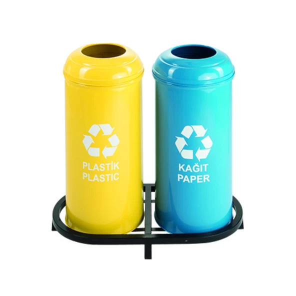 Geri Dönüşüm Kutusu 2Li Ø30*65Cm Gen:69,5Cm - Resim 2