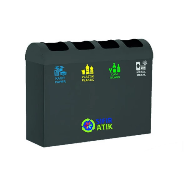 Geri Dönüşüm Kutusu 4Lü İç Kovalı 30*74*95Cm - Resim 2