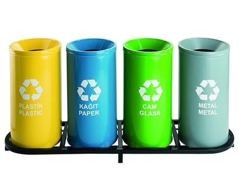 Geri Dönüşüm Kutusu 4Lü Ø30*60Cm Gen:136,5Cm ürün görseli