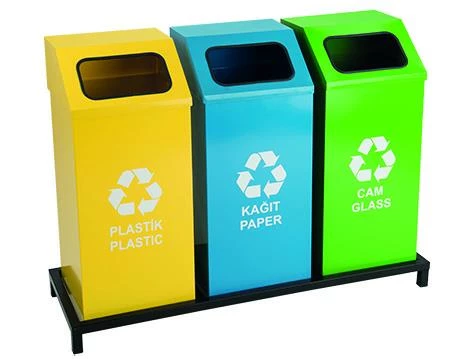 Geri Dönüşüm Kutusu 3Lü 24*24*66Cm Gen:78Cm ürün görseli