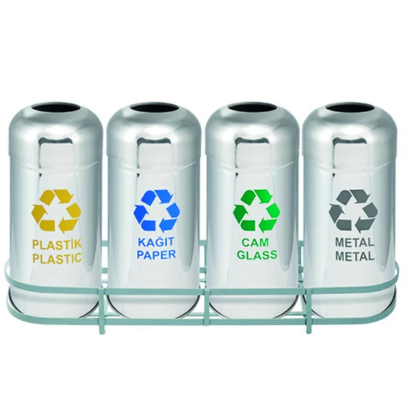 Geri Dönüşüm Kutusu 4Lü Pasl. Ø36*78Cm Gen:148,5Cm - Resim 2