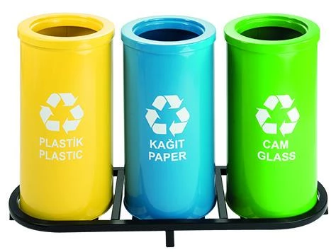 Geri Dönüşüm Kutusu 3Lü Ø30*60Cm Gen:103,5Cm ürün görseli