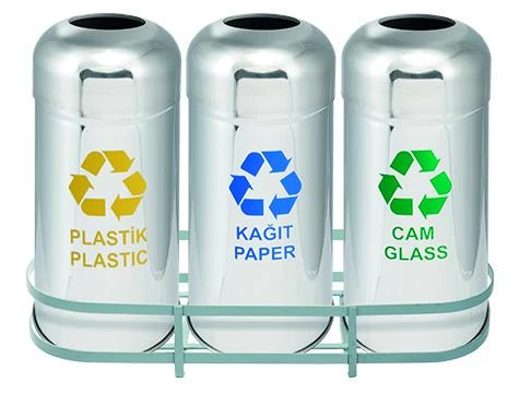 Geri Dönüşüm Kutusu 3Lü Pasl. Ø30*66Cm Gen:94Cm ürün görseli