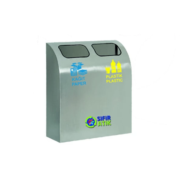 Geri Dönüşüm Ünitesi 2Li Pasl. Duvar Tip 26*80*60Cm - Resim 2