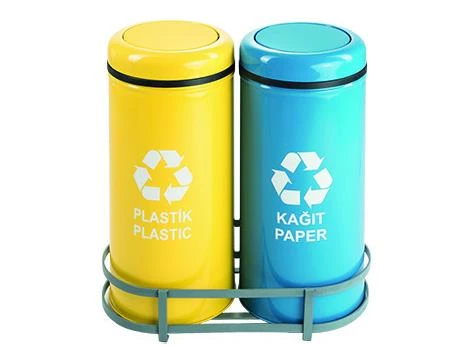 Geri Dönüşüm Kutusu 2Li Kapaklı Ø30*66Cm Gen:64Cm ürün görseli