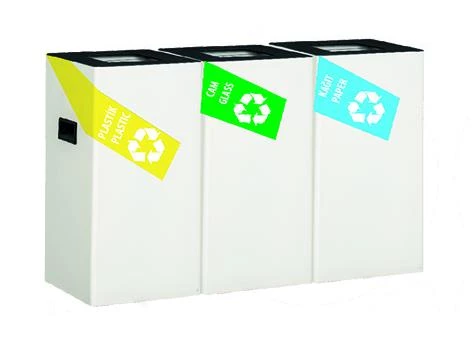 Geri Dönüşüm Kutusu 3Lü Radüslü 30*30*60Cm Gen:90Cm
