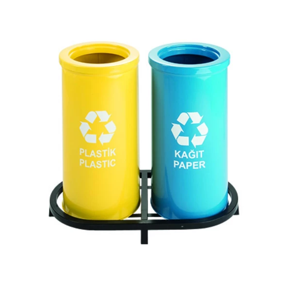 Geri Dönüşüm Kutusu 2Li Ø30*60Cm Gen:69,5Cm - Resim 2