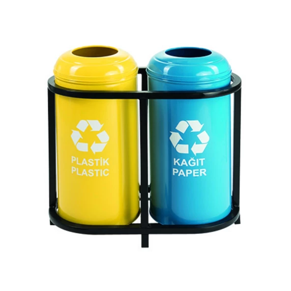 Geri Dönüşüm Kutusu 2Li Ø30*65Cm Gen:69,5Cm - Resim 2