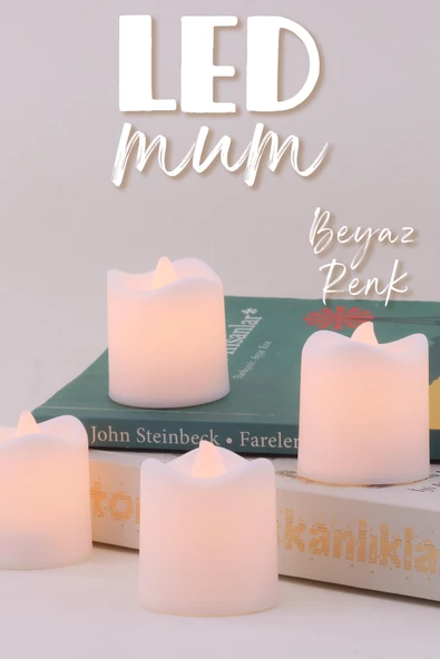 4 Adet Mat Beyaz Mini Led Mum Seti Pilli Dumansız Alevli Ledli Dekoratif Yapay Mum Dekor Işığı - 2