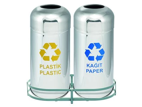 Geri Dönüşüm Kutusu 2Li Pasl. Ø36*78Cm Gen:76,5Cm ürün görseli