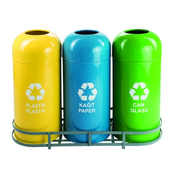 GERİ DÖNÜŞÜM KUTUSU 3LÜ Ø36*78CM GEN:112,5CM ürün görseli