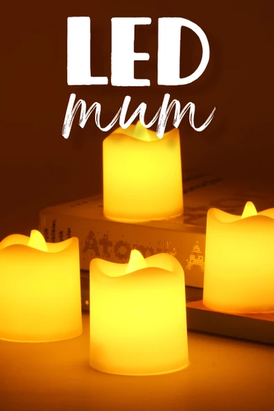 4 Adet Mat Beyaz Mini Led Mum Seti Pilli Dumansız Alevli Ledli Dekoratif Yapay Mum Dekor Işığı