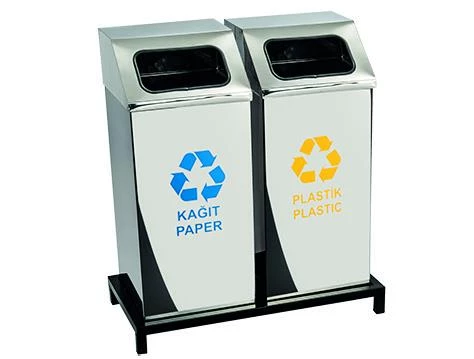 Geri Dönüşüm Kutusu 2Li Pasl. 30*30*72Cm Gen:69Cm ürün görseli