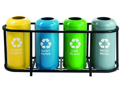 Geri Dönüşüm Kutusu 4Lü Ø30*65Cm Gen:136Cm ürün görseli