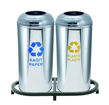 Geri Dönüşüm Kutusu 2Li Pasl. Ø30*65Cm Gen:69,5Cm ürün görseli