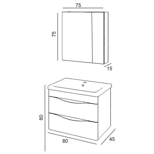 Denko İdea 80 cm MDF Beyaz Banyo Dolabı Alt Modül ve Seramik Lavabo - Resim 3