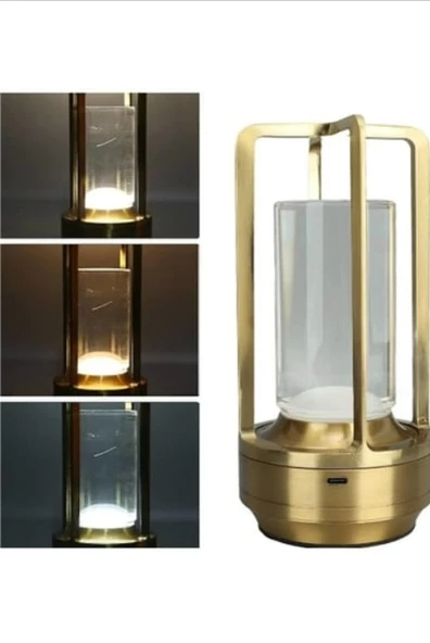 CATA Şarjlı Ledli VEGAS Masa Lambası GÜMÜŞ 3 Renk Işık Abajur - 2