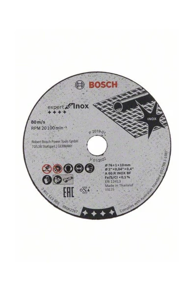 Bosch EXInox Kesme Taşı 76 mm Düz 5li