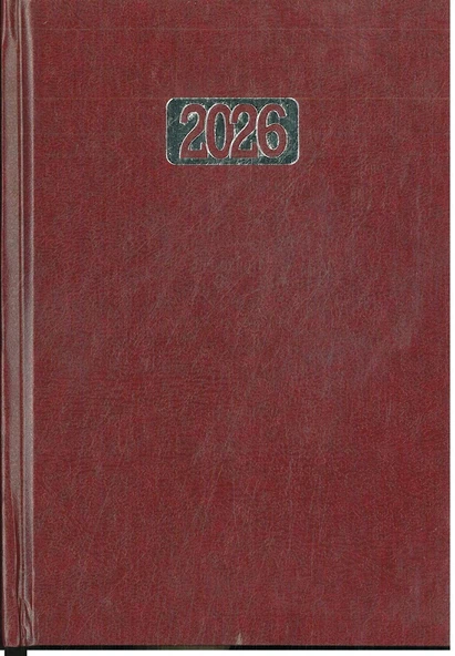 Sim 2026 Ajanda 14x20 Günlük Cilt Bezli Ekonomik bordo hafta sonları birleşiktir