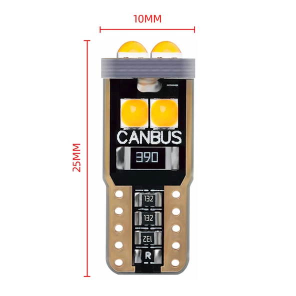 Dekoratif led ampul T10-6SMD 3030 CANBUS 12V çift turuncu / LAAM866 - Resim 2