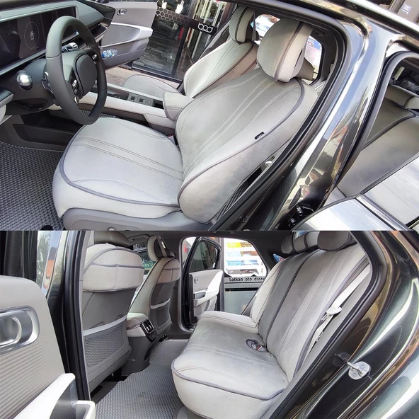 Bod Hyundai IONIQ 6 Oto Koltuk Koruyucu Kılıf Marin Serisi Gri - 5